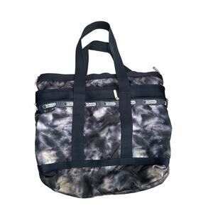 LeSportsac Women's Black Gray Tie Dye Weekender Lightweight Travel Tote Bag
